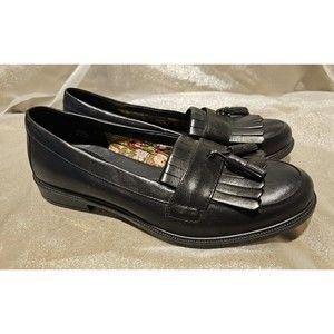 Hotter Hamlet Black Fringe Tassel Slip On Loafers Size 7.5